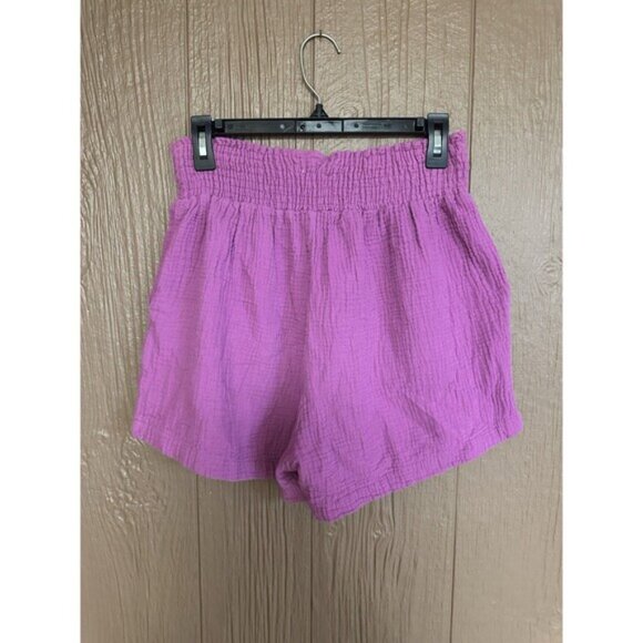 Joie Paper Bag High Waist Shorts Size‎ Medium Magenta Gauze Like Cotton Casual - Picture 4 of 5